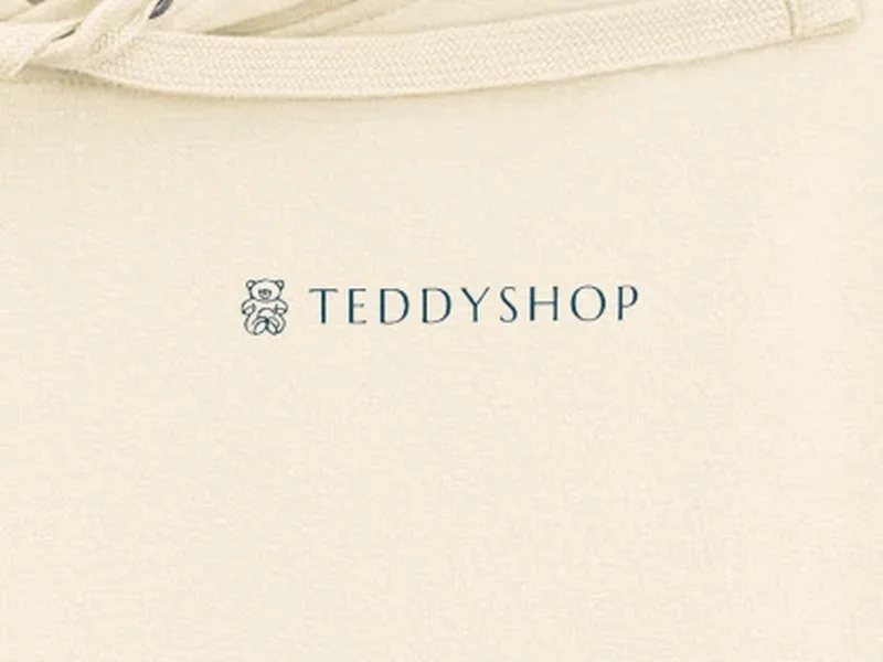 Close-up: Teddyshop Bone Hoodie, logo on the fabric