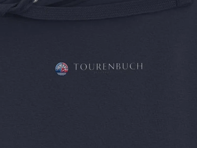 Close-up: Tourenbuch Club Hoodie, logo on the fabric