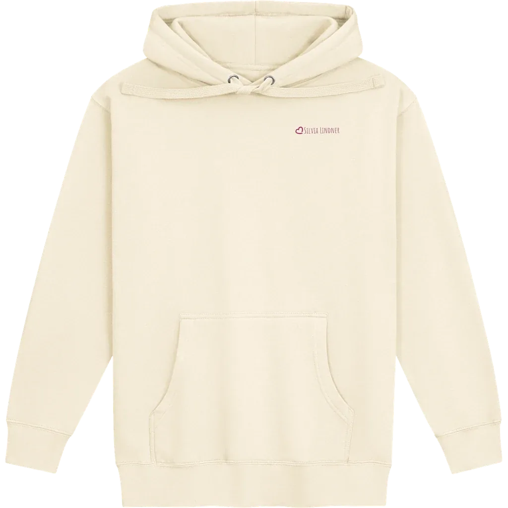 Hoodie in Bone mit Logo von Silvia Lindner auf der linken Brust
