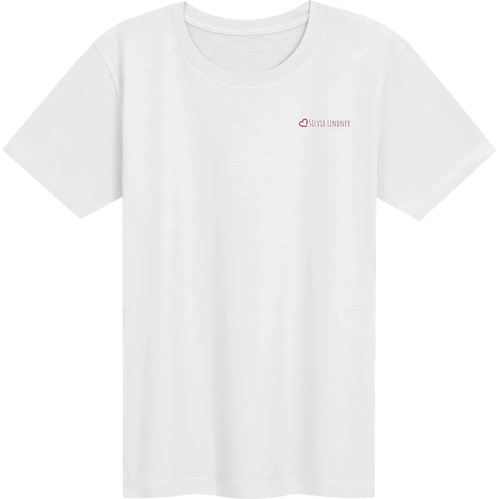 Weißes T-Shirt mit Logo von Silvia Lindner auf der linken Brust